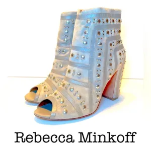 Rebecca Minkoff Mila Runway Studded Open Toe Booties Size 8