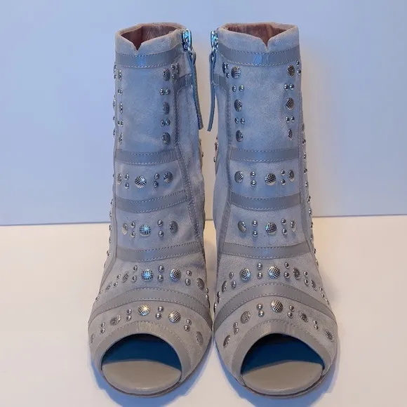 Rebecca Minkoff Mila Runway Studded Open Toe Booties Size 8