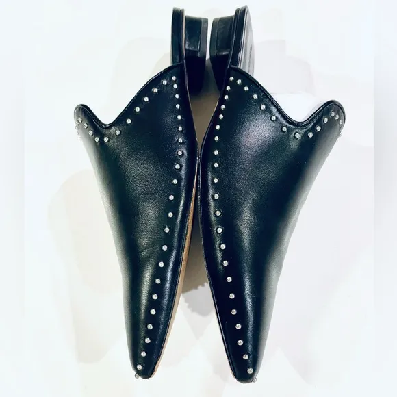 Rebecca Minkoff studded black leather slides size 6.5 - like new