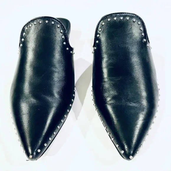 Rebecca Minkoff studded black leather slides size 6.5 - like new
