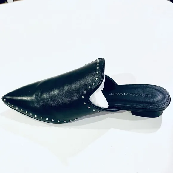 Rebecca Minkoff studded black leather slides size 6.5 - like new