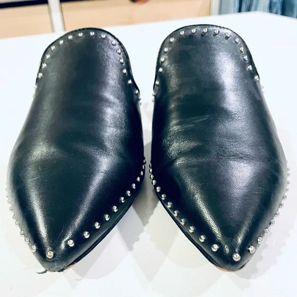Rebecca Minkoff studded black leather slides size 6.5 - like new
