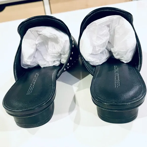 Rebecca Minkoff studded black leather slides size 6.5 - like new