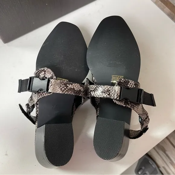 Rebels Slingback Mule Reptile Snake Print Gray Sz 7.5 NWT