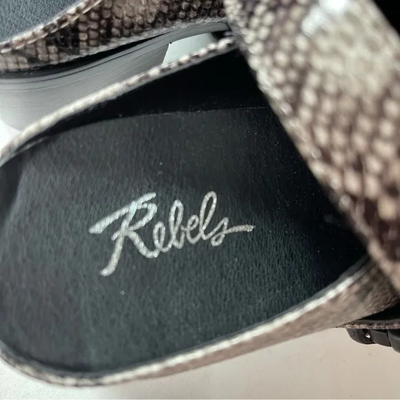 Rebels Slingback Mule Reptile Snake Print Gray Sz 7.5 NWT