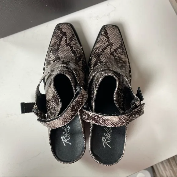 Rebels Slingback Mule Reptile Snake Print Gray Sz 7.5 NWT