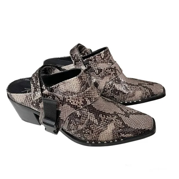 Rebels Slingback Mule Reptile Snake Print Gray Sz 7.5 NWT