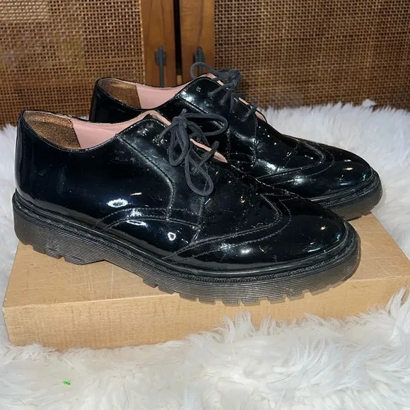 RED Valentino Patent Leather Lace Up Oxfords