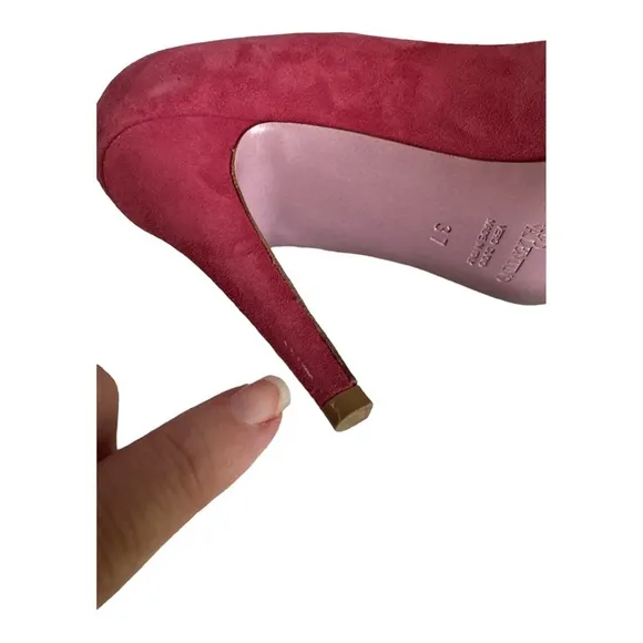 {RED} VALENTINO Pink Suede Open Toe Heels Pumps with Sheer Bow