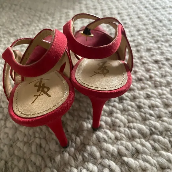 Red Yves saint Laurent open toe heels sz 41