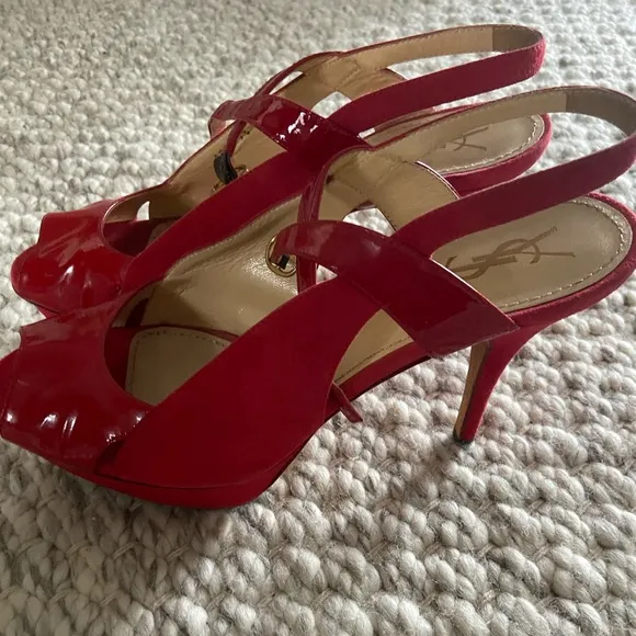 Red Yves saint Laurent open toe heels sz 41