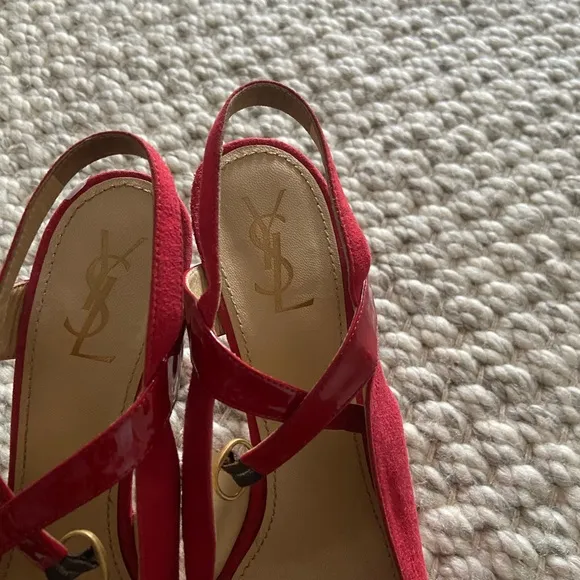 Red Yves saint Laurent open toe heels sz 41