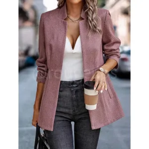 Redwood Casual Jacket Blazer Open Front Overcoat Faux Side Pockets Long Sleeve