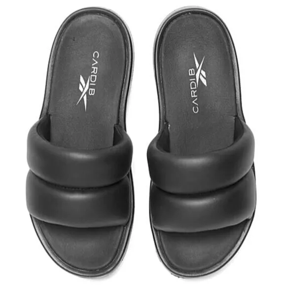 Reebok Cardi B Slide Sandals HP2217 Modern Black Women's Size 7