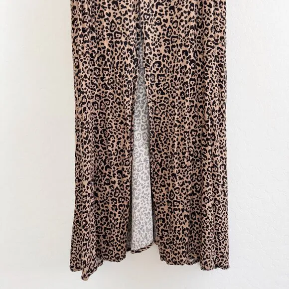 Reformation Bates Leopard Animal Print Adjustable Midi Slip Dress Slit Bengal 2