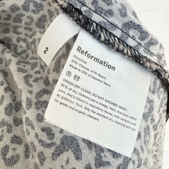 Reformation Bates Leopard Animal Print Adjustable Midi Slip Dress Slit Bengal 2