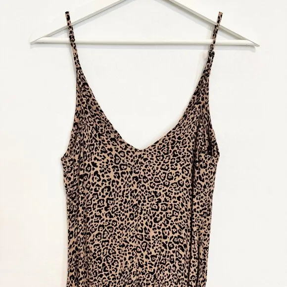 Reformation Bates Leopard Animal Print Adjustable Midi Slip Dress Slit Bengal 2