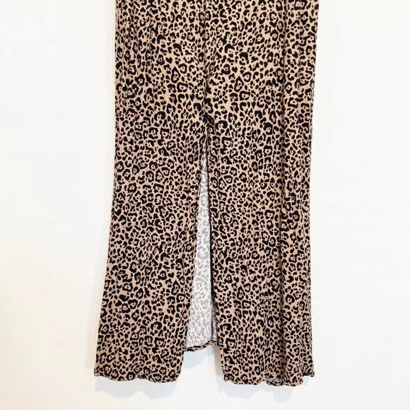 Reformation Bates Leopard Animal Print Adjustable Midi Slip Dress Slit Bengal 2
