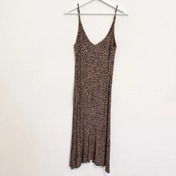 Reformation Bates Leopard Animal Print Adjustable Midi Slip Dress Slit Bengal 2