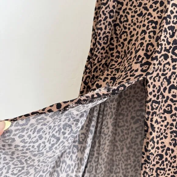 Reformation Bates Leopard Animal Print Adjustable Midi Slip Dress Slit Bengal 2