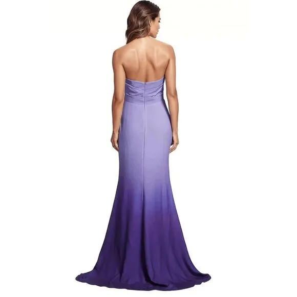 Rene Ruiz Embellished Halter Ombré Chiffon Gown Periwinkle Size US4 $995
