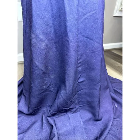 Rene Ruiz Embellished Halter Ombré Chiffon Gown Periwinkle Size US4 $995