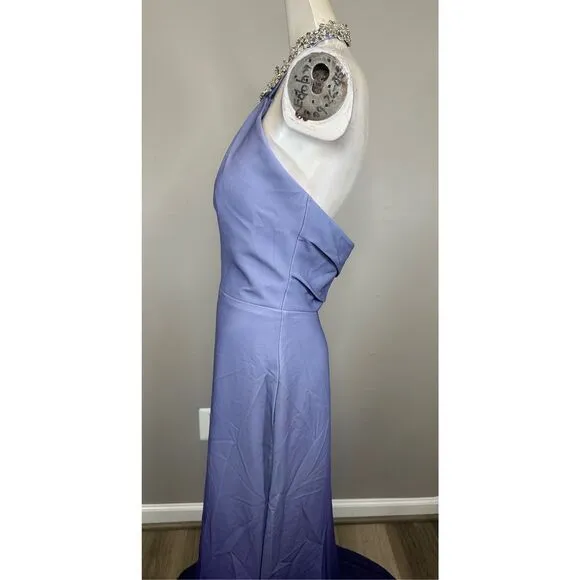 Rene Ruiz Embellished Halter Ombré Chiffon Gown Periwinkle Size US4 $995