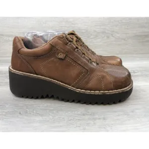 Report 90s Y2k Women's Lexi Brown Leather  Platform Chunky Wedge Oxfords 10M