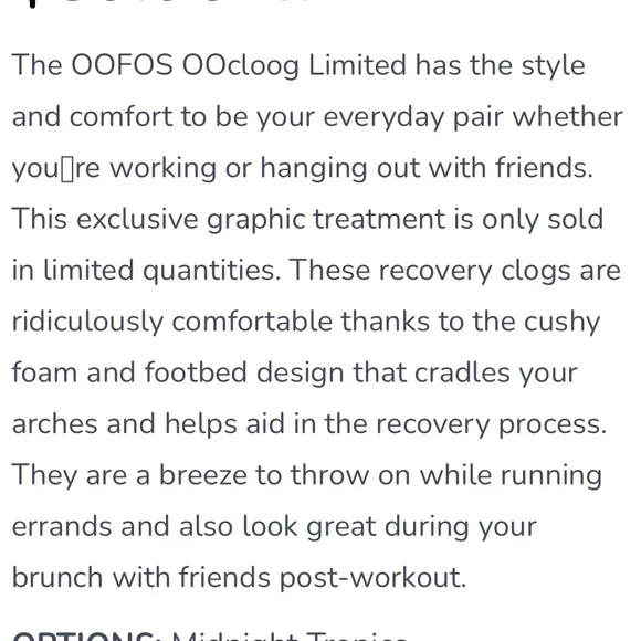 Retired Limited Edition OOFOS Oocloogs Midnight Tropics Clog Mule Unisex