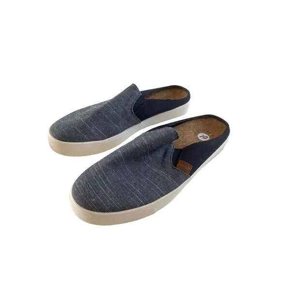 Revitalign Womens Blue Esplanade Canvas Slide Slip On Mule Rubber shoe Size 10