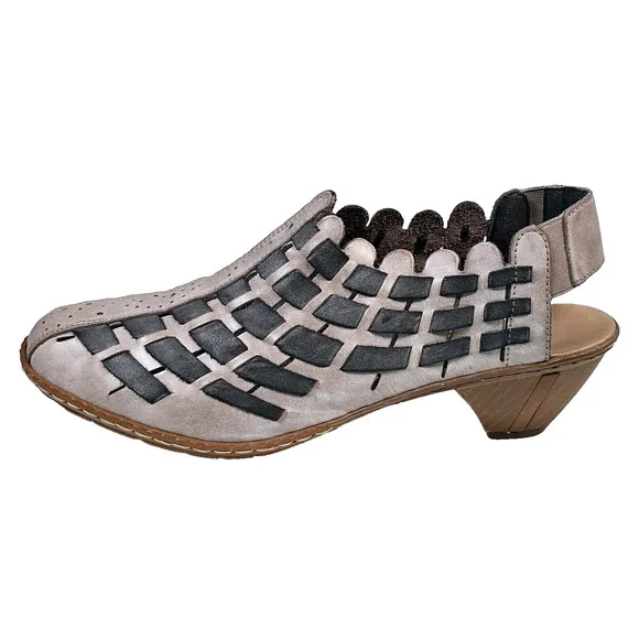 Rieker Antistress SINA Lightweight Leather Slingback Low Heel Shoe Womens Size 8