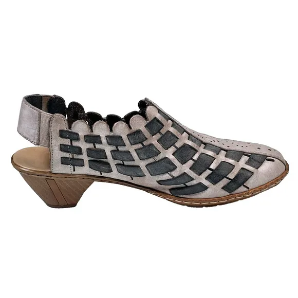 Rieker Antistress SINA Lightweight Leather Slingback Low Heel Shoe Womens Size 8