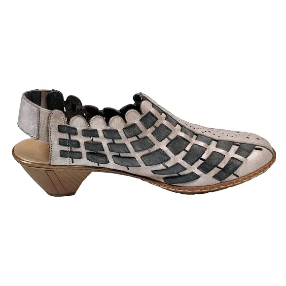 Rieker Antistress SINA Lightweight Leather Slingback Low Heel Shoe Womens Size 8