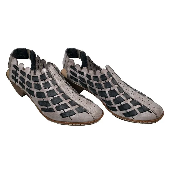 Rieker Antistress SINA Lightweight Leather Slingback Low Heel Shoe Womens Size 8