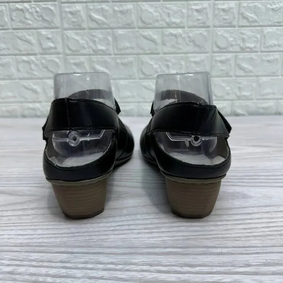 Rieker Mariah 97 Mary Jane Heels WMNS US8 EU39 Black Round Toe Chunky Block Heel