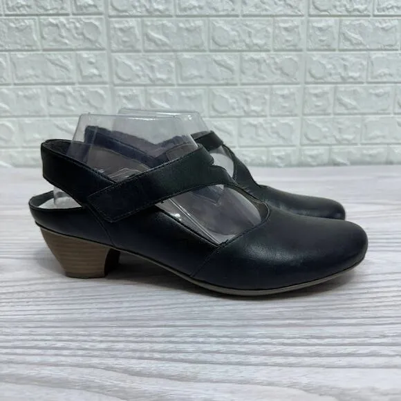 Rieker Mariah 97 Mary Jane Heels WMNS US8 EU39 Black Round Toe Chunky Block Heel