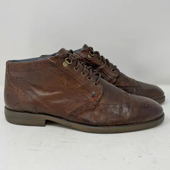River Woods Brown Leather Oxfords Mid Ankle Boots Mens Size 44