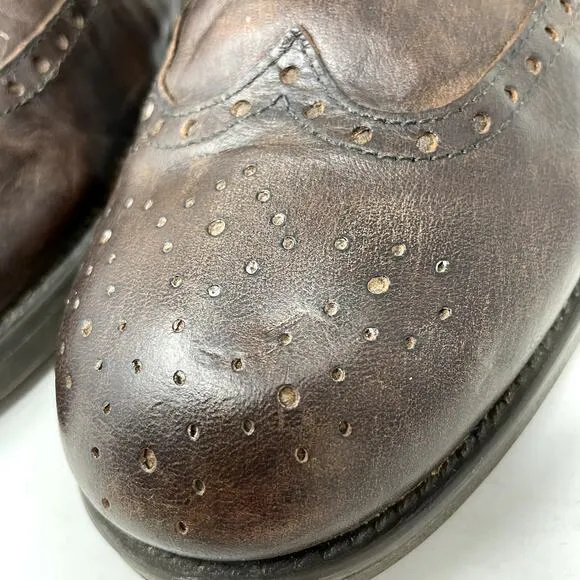 River Woods Brown Leather Oxfords Mid Ankle Boots Mens Size 44