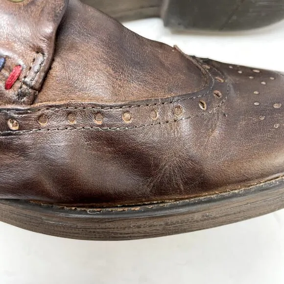River Woods Brown Leather Oxfords Mid Ankle Boots Mens Size 44