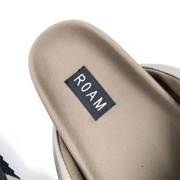 Roam Foldy Puffy Slides Sandals Gunmetal Gray Padded Wide Cross Strap Sz 6