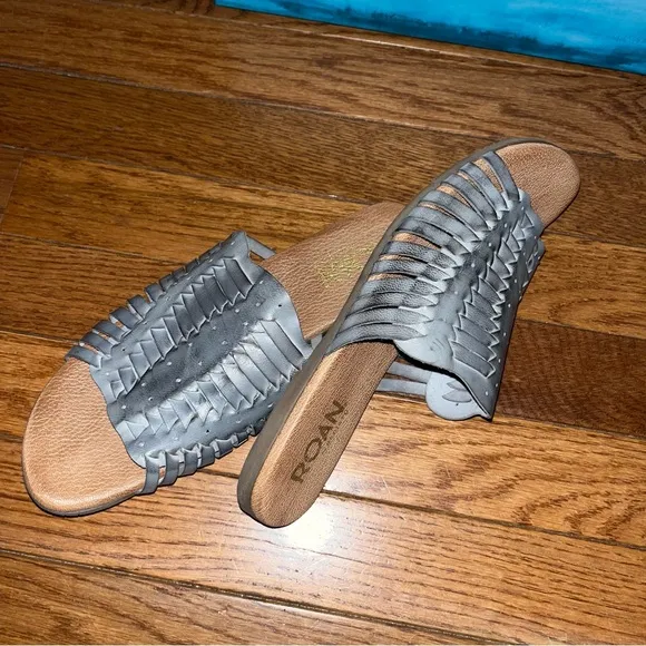 Roan by BED|STU Leather Chasity Alkaline HD Grey Slides Sandals Women’s Size 8