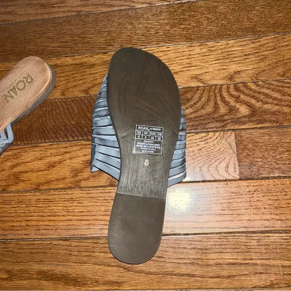 Roan by BED|STU Leather Chasity Alkaline HD Grey Slides Sandals Women’s Size 8