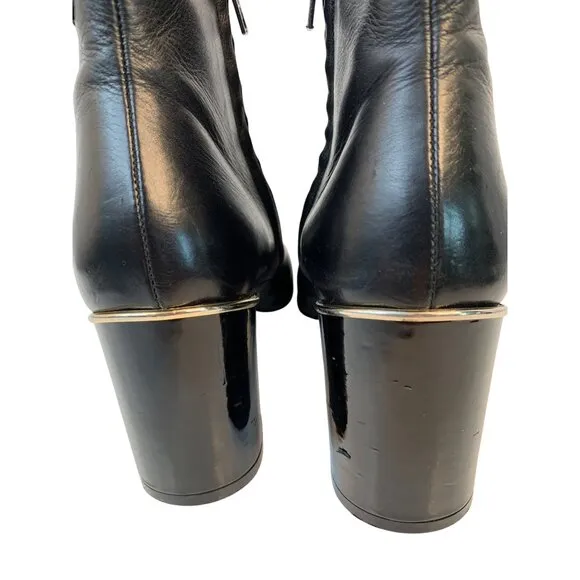 Robert Clergerie Black Butter Leather Ankle Boots Chunky Heels France F9063