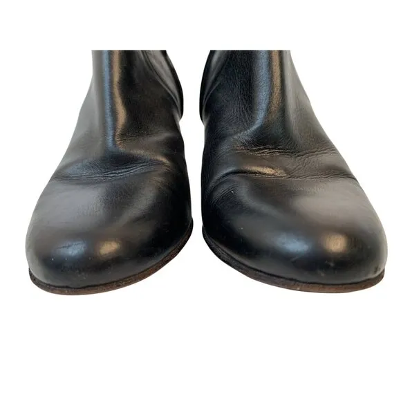 Robert Clergerie Black Butter Leather Ankle Boots Chunky Heels France F9063