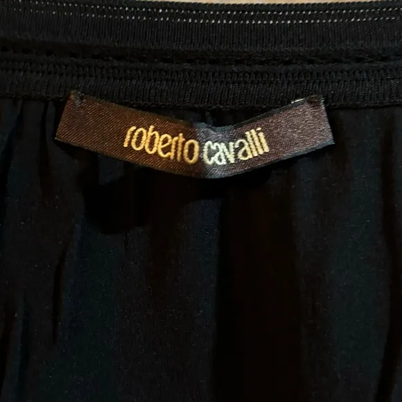 ROBERTO CAVALLI Aline knit mini skirt black square design Italian designer Med
