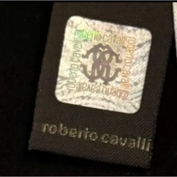 ROBERTO CAVALLI Aline knit mini skirt black square design Italian designer Med