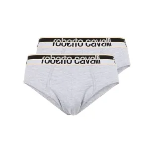 Roberto Cavalli Grey Melange Cotton Jersey Stretch Brief Slip-2-Pack-