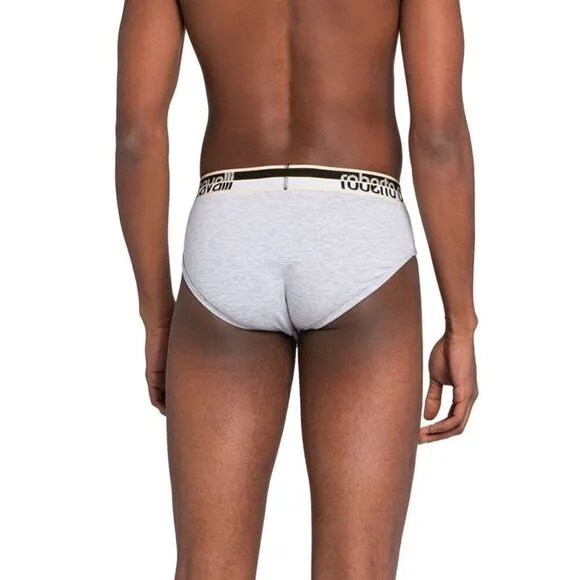 Roberto Cavalli Grey Melange Cotton Jersey Stretch Brief Slip-2-Pack-