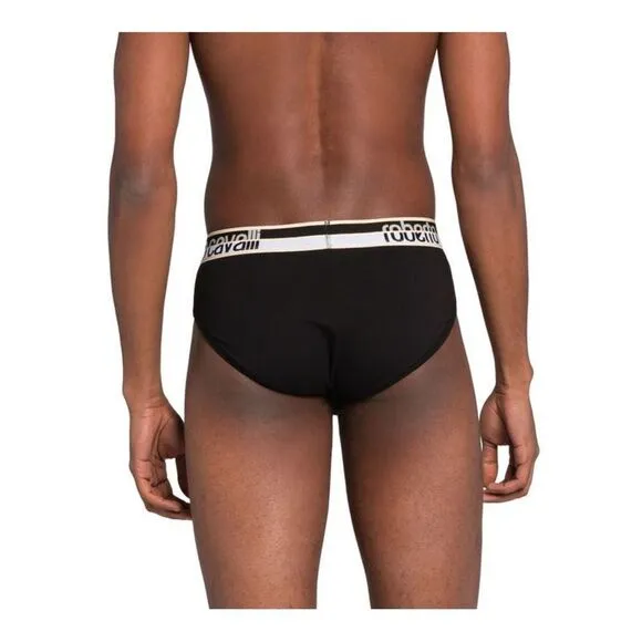 Roberto Cavalli Black Cotton Jersey Stretch Brief Slip-2-Pack-
