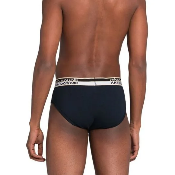 Roberto Cavalli Navy Blue Cotton Jersey Stretch Brief Slip-2-Pack-